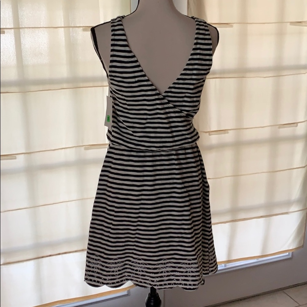 3/$10 Black/White Striped Dress Scalloped Hem - Picture 2 of 3